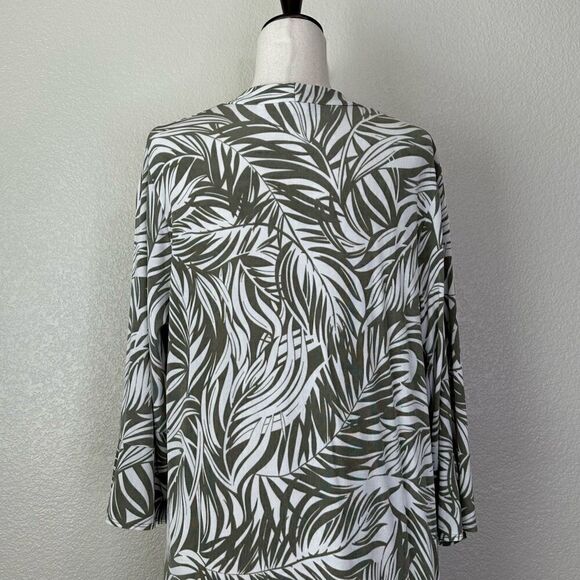 Chico’s Leaf Print Open Front Cardigan, Sz Large - Picture 10 of 14